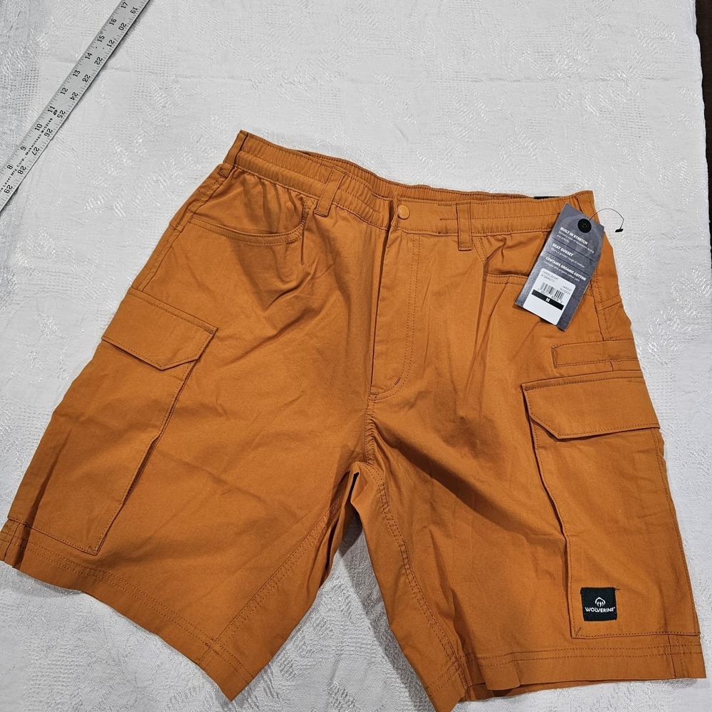 NWT Wolverine Cargo Shorts Men's M Organic Cotton Rugged Workwear Orange